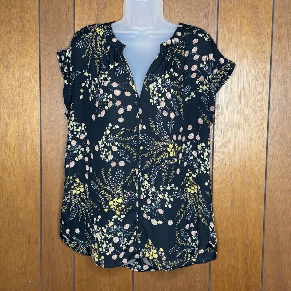 Philosophy Blouse Women M Black Floral Dark Fairy Whimsigoth Grunge Cottagecore